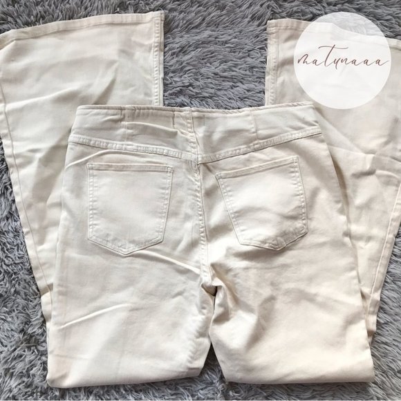 Free People Penny Pull-On Flare Jeans in White 32 - Picture 4 of 4